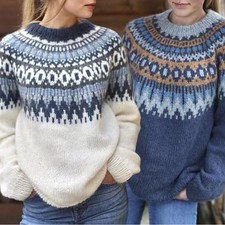Womens Casual Jumper Winter Top Retro Comfort...