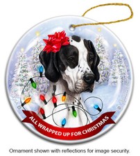 English Pointer All Wrapped Up For Christmas Holiday Ornament