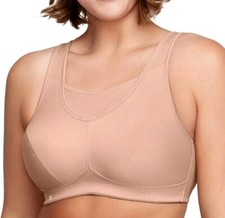 Glamorise 1066 No Bounce Sports Bra Cami Wire Free Women's 38G Beige