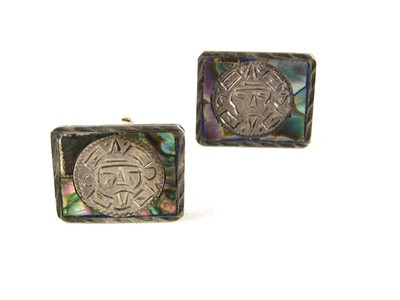 Boutons De Manchette Argent Sterling - Motif Sombrero Mexicain, Cactus, Aigle - Occasion Bon état