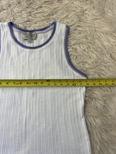 Anthropologie Saturday Sunday Seidler geripptes Tanktop weiß & lila Größe Large - Bild 4 von 8