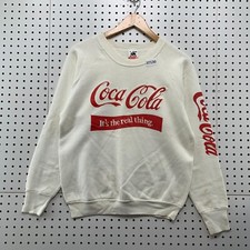 VTG 80s Coca Cola Crewneck Sweatshirt Adult Medium Beige Made USA 20x24
