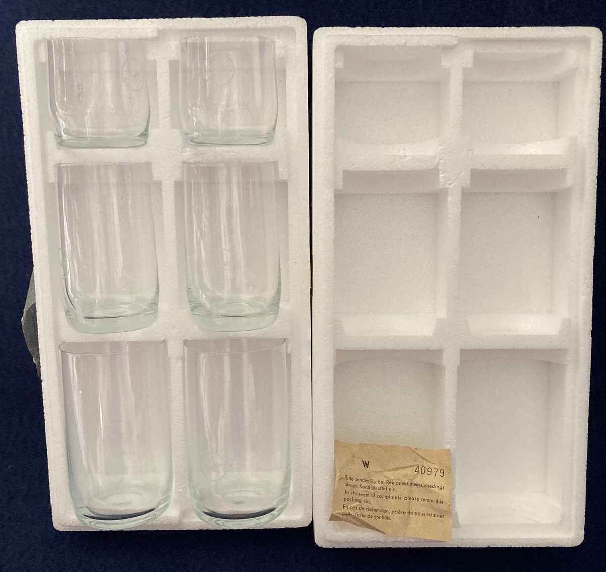 LUFTHANSA Airlines Boxed Set 6 Glasses 3 Sizes German Barware