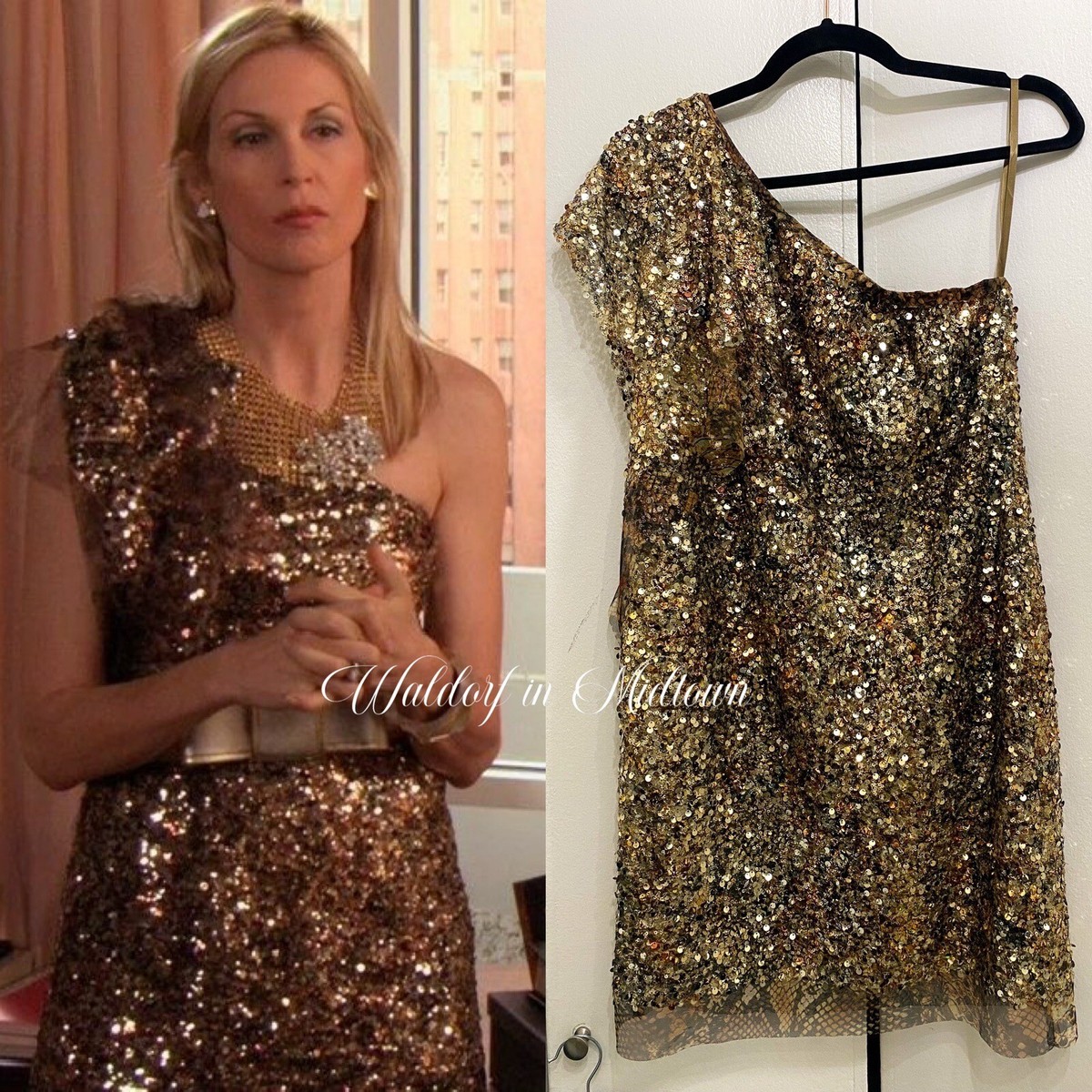 ASO LILY VAN DER WOODSEN GOLD SEQUIN DRESS 4 | eBay