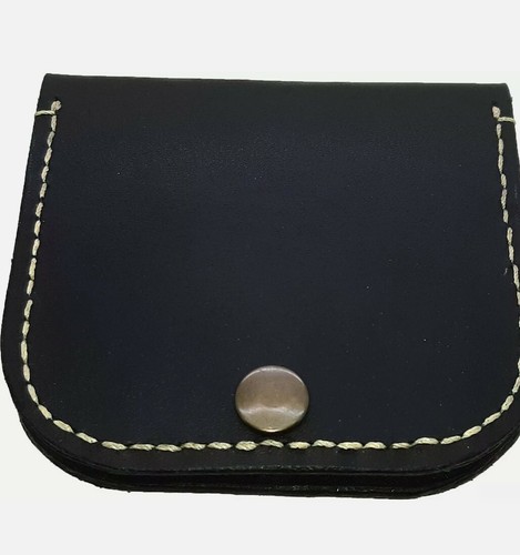 Monedero de Piel Artesanal con Broche automatico 2 departamentos Negro | eBay