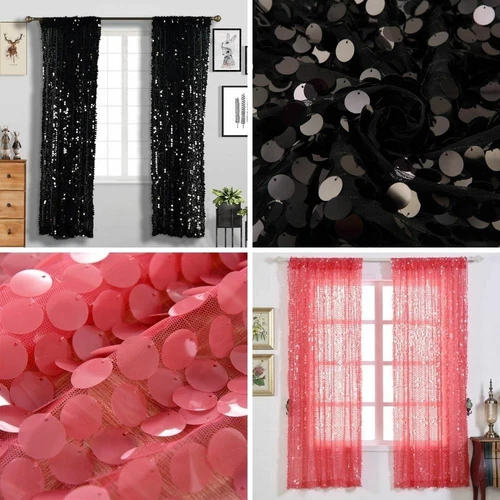 Big Payette Sequin 52 x 84-Inch Window Drapes Curtains 2 Panels Home Decor SALE