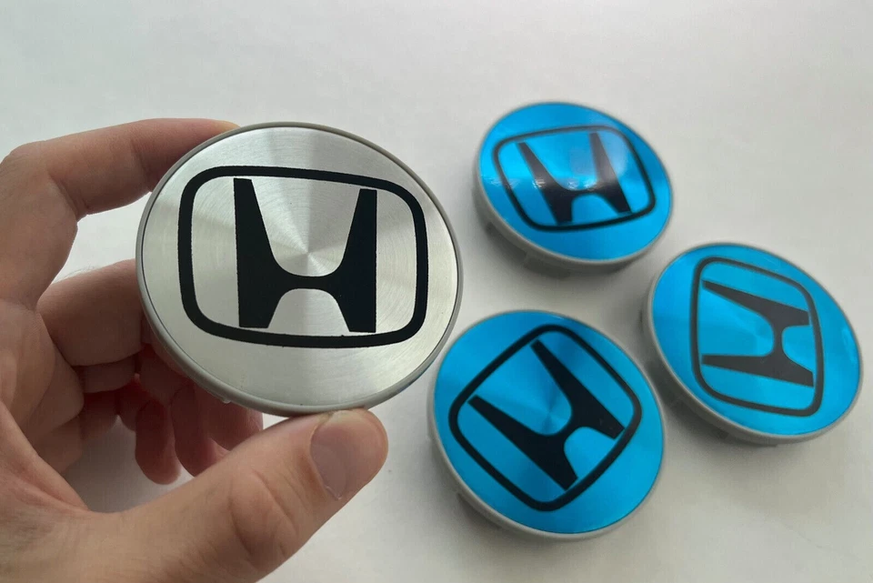 Tapacubos centrales cromados para llantas Honda negro logotipo 69 mm/2,75" (juego de 4 piezas) Foto 2 de 2