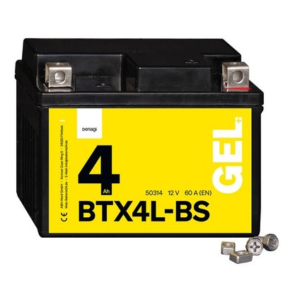 Denagi 4Ah Motorradbatterie GEL BTX4L-BS 12V 50314 CTX4L-BS 50314 YT4L-BS