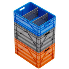 Crate Basic Pack 2 Full-Size and 1 Half-Size Heavy Duty Stackable Storage Bins w