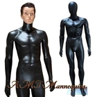 Full body male black realistic looking mannequin with 2 heads + metal stand-