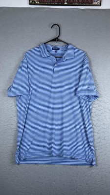 Peter Millar Polo Shirt Mens Large Blue Stripe ROCC 1927 Golf Short Sleeve