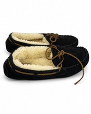 UGG Australia Dakota 5612 Black Suede Shearling Moccasin Slippers Women s Size 9