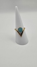 Retro Oil Drop Turquoise Open Ring In Gold Ton