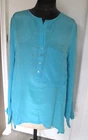 LUXE DELUXE-Fabulous Blue-100% Silk Long Top/Tunic - Smart Casual-Sz 14