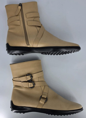 Tod's ''Ascot'' Stiefelette Double Strap aus Leder in beige Größe 38