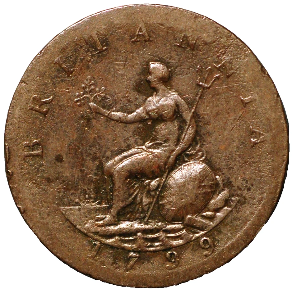 Great Britain 1/2 Penny 1799 George III KM# 647 - Image 2 of 2