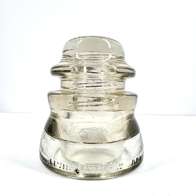 Vintage Armstrong DP-1 Glass Electrical Insulator Clear Light Smoke Made in USA