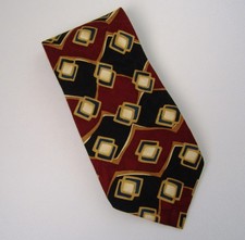 Ziggurat Neck Tie 100 Silk Mulberry Neckwear Burgundy Gold Teal Blue Geometric