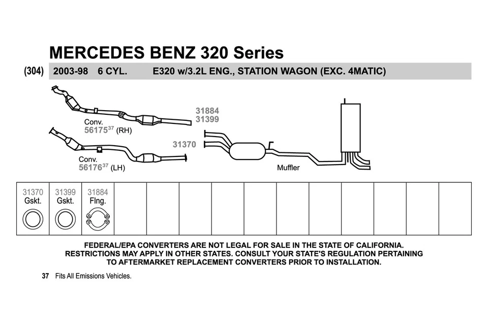 For Mercedes-Benz E500 03-06 Steel Bare Split 2-Bolt Exhaust Flange Repair Kit - Image 3 of 4