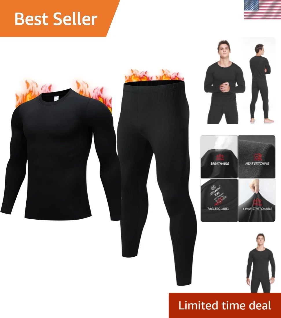 Thermal Underwear for Men, Mens Long Johns Thermal Underwear Set, Fleece Line...