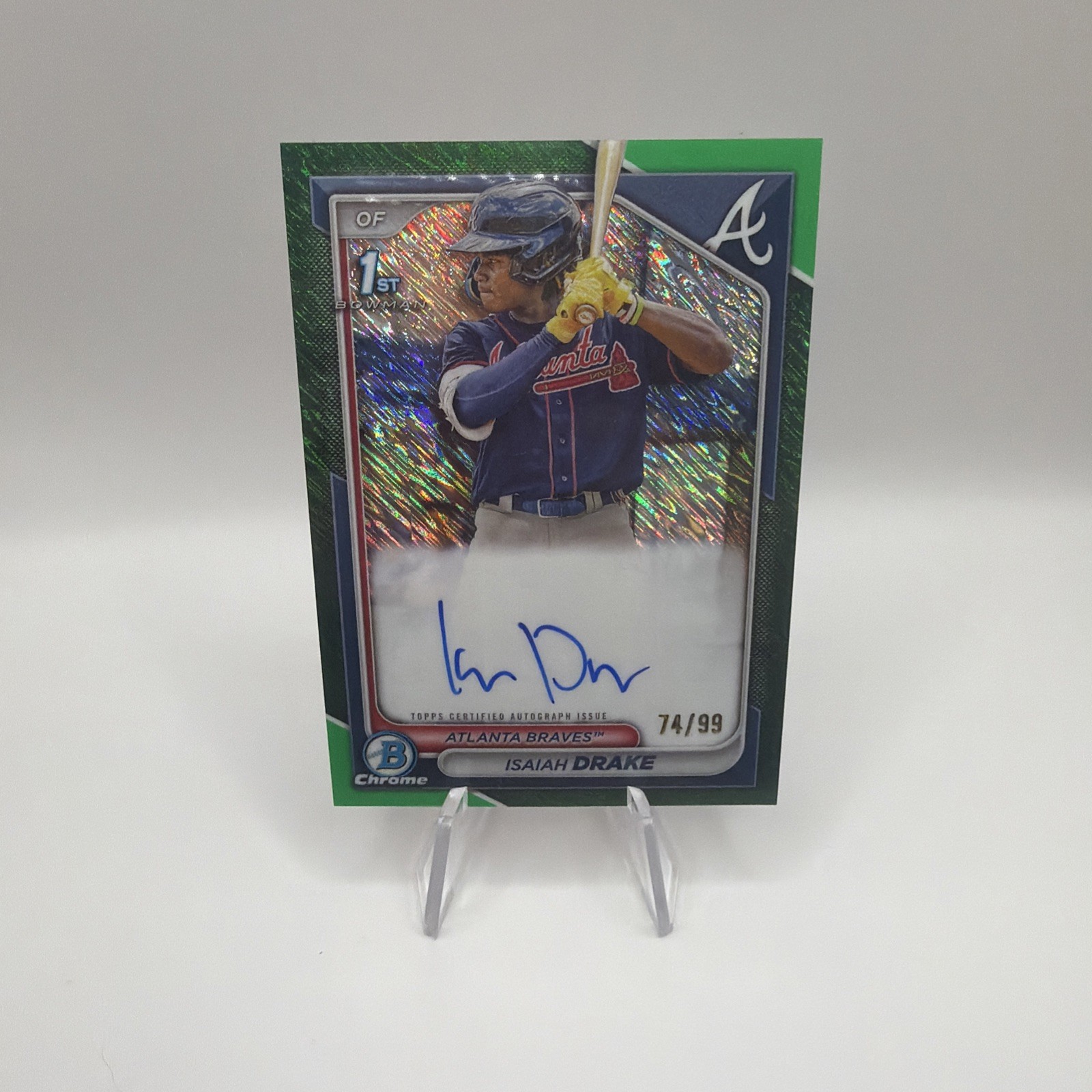 Isaiah Drake 2024 Bowman Chrome 1st RC AUTO GREEN Refractor /99