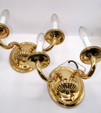 Vintage Brass Gold Tone Electric Wall Sconce x2 Electric Candles Untested