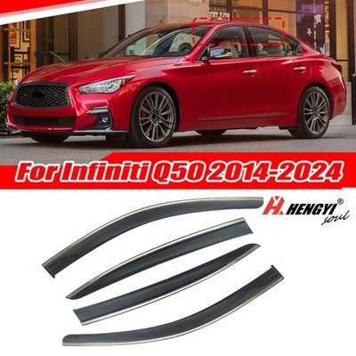 For Infiniti Q50 2014-2024 Window Visor Rain Guard Vent Deflector W/ Chrome Trim