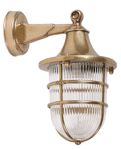 Wandleuchte Festos Messing Riffelglas IP64 Maritim AußEn Lampe Laterne Hof Haus-image
