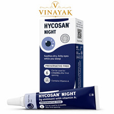 Image of Hycosan Night Eye Ointment 5g | Vitamin A | Dry Eye Relief | Preservative Free