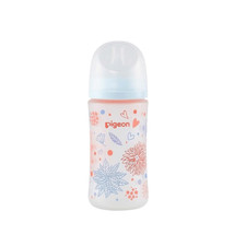 PIGEON Silicone Coated Glass Bottle Heat-Resistant Flower Design 8.1 Oz