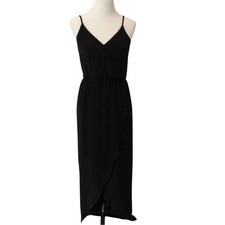 Lush Black Faux Wrap High/Low Maxi Dress Size Small