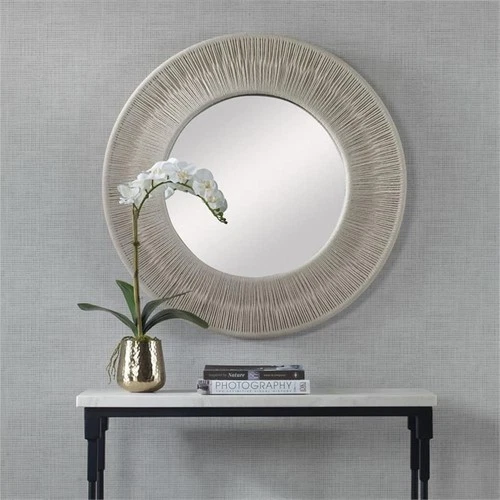 Bowery Hill Sailors Knot Small Round Iron Rope and MDF Wood Mirror in White - Picture 7 of 7