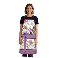 Purple Flowers Kitchen Aprons with Utility Pockets Women One Size Flowers1