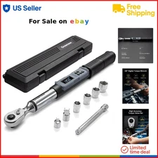 Digital Torque Wrench 5-99.6 Ft-lbs Electronic Ratchet Set for Auto & Bike