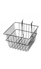 SSWBasics 12" x 12" x 8" Black Mini Grid Basket for Slatwall & Wire Grid