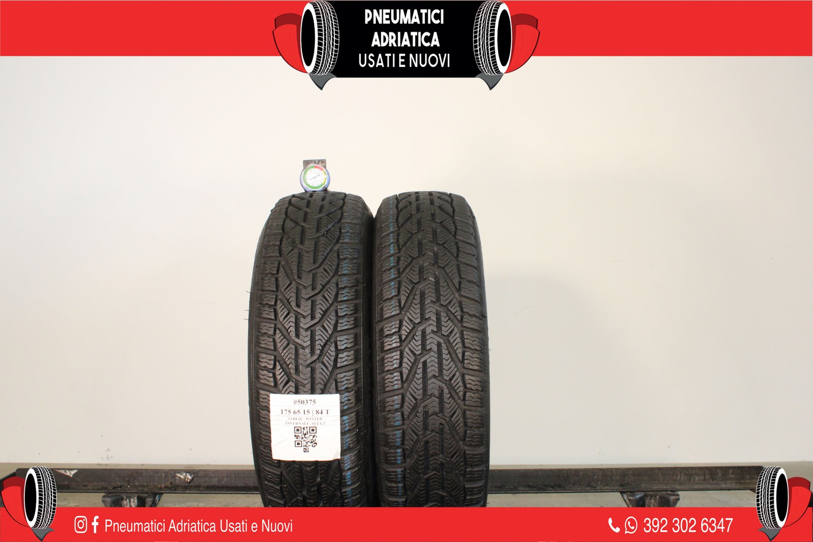 2 PNEUMATICI STRIAL 175/65 R15 INVERNALI GOMME USATE 94% - ADRIATICA