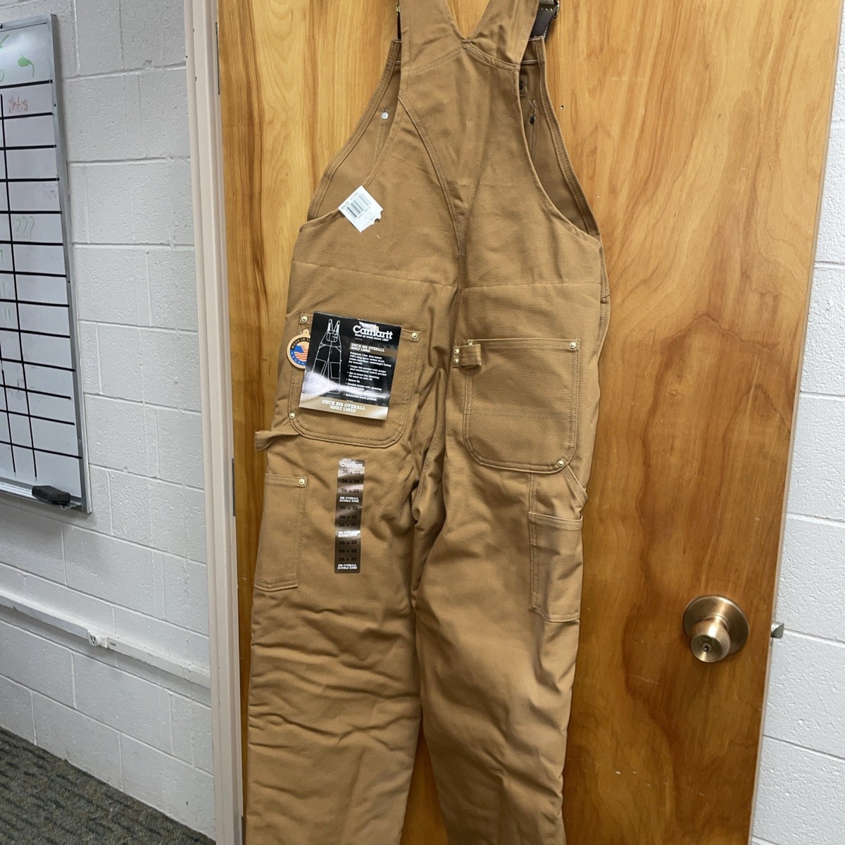 Carhartt Quilted Lined Duck Bib Overalls Men's 36X32 Double Knee