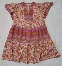 VERNACULAR Women's M Flutter Sleeve Dress Pink Paisley V-Neck Boho Peasant