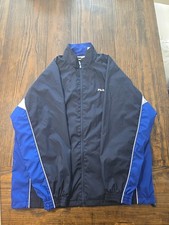 Vintage 90s Fila Mens XL Spell Out Color Block Full Zip Windbreaker Jacket Blue