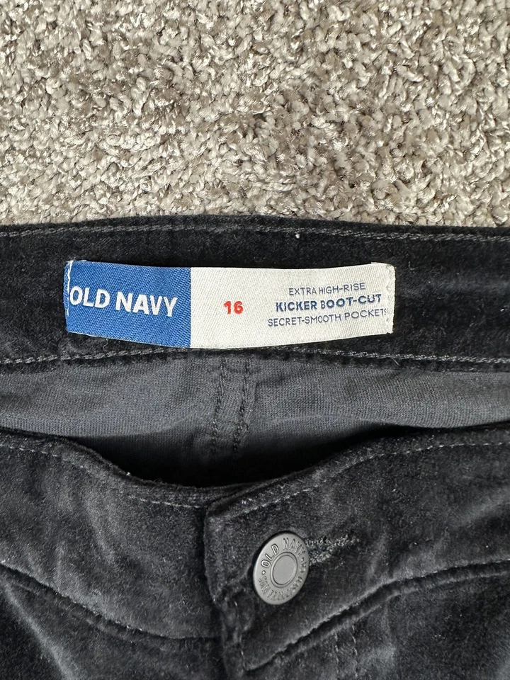 Old Navy Womens Pants 16 Black High Rise Bootcut Corduroy Y2K Dark Academia - Image 4 of 4