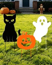 3 Pcs Metal Halloween Outdoor Yard Decor, Halloween Garden Stakes