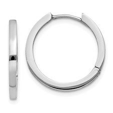 14K White Gold Hinged Hoop Earrings Gift for Women L-18 mm, W-2 mm