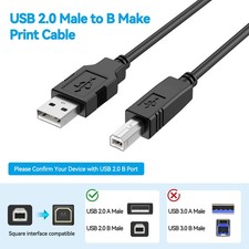 USB Printer Cable Cord for EPSON ECOTANK ET-2400 ET-2800 ET-2803 ET-3850 ET-8500