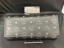 MCM Long Wallet Black Visetos Blue Interior