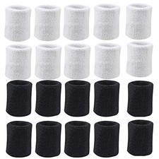 10 Pairs Sports Wristbands, Wrist Sweatbands for Men Women, Black and white