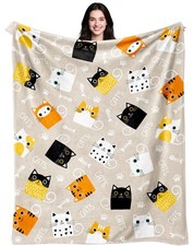 Cat Blanket Gifts for Girls Women Soft Flannel Cats Lovers Throw Blanket Cat ...