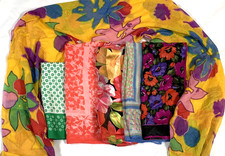 Floral Scarves Wraps Roses Poppy Acrylic Polyester Cotton Vtg Lot of 6