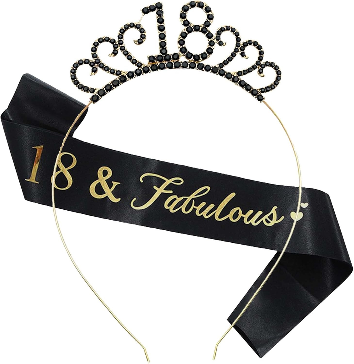 18th Birthday Sash and Crown Crystal Tiara Hat for Girl's 18th Birthday Decorat