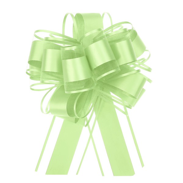 "5Stk 6\" GroßE Ziehschleife Organza Geschenkverpackung Schleifenband, FruchtgrüN"-image