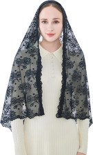 Catholic Chapel Veil   Floral Mantilla Head Covering for Church, Prayer, and Mod